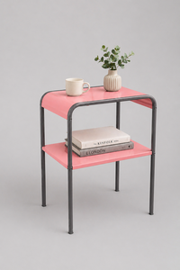 White Round Double Tier Metal Storage <b>Rack</b> Minimalist Design For Living Room Use Lightweight Standing Type - Product Image 3