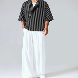 เสื้อเชิ้ตแขนสั้นลายทางผู้ชาย ระบายอากาศได้ดี สำหรับฤดูร้อน ปกคอปก ผ้าโพลีเอสเตอร์ 100% กระดุมสองแถว - Product Image 4