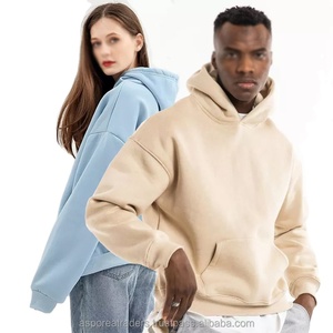 Men Heavyweight Oversize Plain Hoodies Custom Logo Streetwear Cotton <b>Drop</b> Shoulder Pullover Street Style Hoodies - Product Image 6