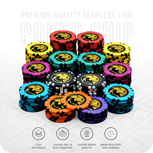 Fichas de Póker de Arcilla Fearless Lion de 40 mm y 14 g sin Denominación, 300/500 Unidades con Bandeja - Product Image 2