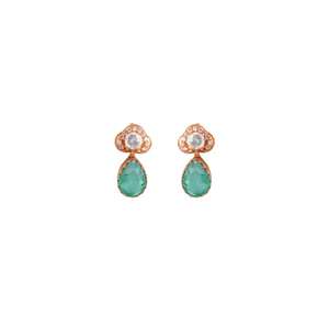 Conjunto de aretes y gargantilla de esmeraldas de estilo étnico nupcial, elaborado en plata de ley Gajaah 925 para mujer, joyería de diseñador. - Product Image 1