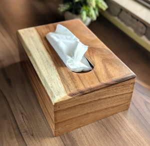 Caja de pañuelos rectangular de madera de acacia natural para uso en mesas de casa, hotel o granja, soporte de pañuelos de madera a buen precio. - Product Image 2
