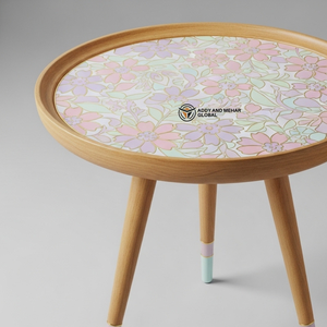 Wholesale Nordic Wooden Coffee <b>Table</b> Custom Pattern Inlay <b>Stool</b> Durable Solid Wood Leg Accent <b>Table</b> for Global Retailers - Product Image 3