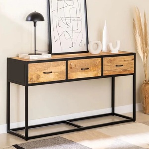 Vandana Flux Sierra 3 Drawer Mango Wood <b>Console</b> (Solid Wood) - Product Image 1