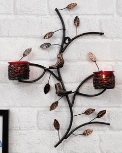 Mantel Magic Porte-bougie mural avec motif d'oiseaux et de feuilles 30x44cm pour la décoration de la maison - Product Image 6