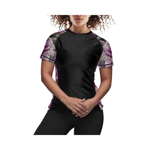 Camiseta Deportiva de Compresión para Mujer, Manga Larga, con Estampado Floral de Serpiente Morada, Sublimada, Personalizada, Transpirable - Product Image 3