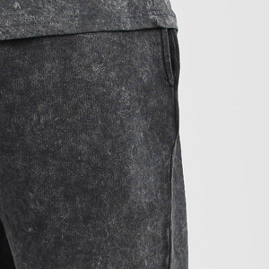 Shorts en molleton 100% coton, taille mi-haute, avec cordon de serrage, délavé à l'acide, style vintage, pour homme, streetwear, vêtements décontractés, modèle vierge - Product Image 5