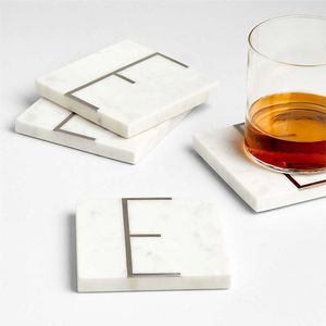 Modern Hexagon Stone Coasters With Gold Lines Non-Slip <b>Mats</b> For Table Decor - Product Image 4