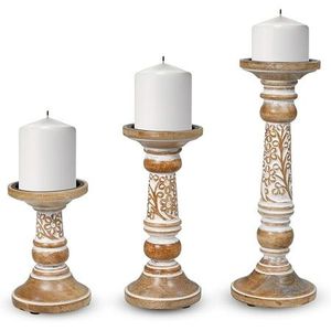 Porte-bougie en bois authentique mettant en valeur des détails artisanaux raffinés pour les marchés de la décoration et de la design d'intérieur - Product Image 6