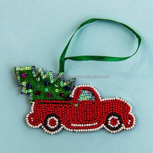 Pull de Noël festif en tricot lumineux fait main avec perles, ornement suspendu brodé, décor de fête à sequins, cadeau en gros tendance - Product Image 2