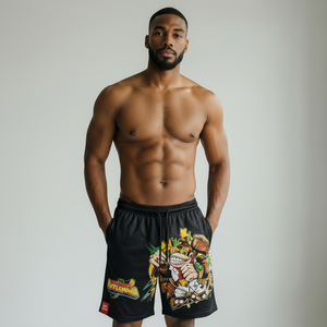 กางเกงวิ่งขาสั้นผู้ชาย สำหรับเพาะกาย ฝึกกล้ามเนื้อ ชุดกีฬา แห้งเร็ว มีกระเป๋า กางเกงออกกำลังกาย กางเกงยิม ขาสั้น 7 นิ้ว ผ้าตาข่าย - Product Image 3