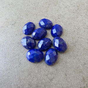 Pierre précieuse naturelle Lapis Lazuli, taille carrée, dos plat, ovale calibrée, qualité AAA+, pour bijoux - Product Image 3