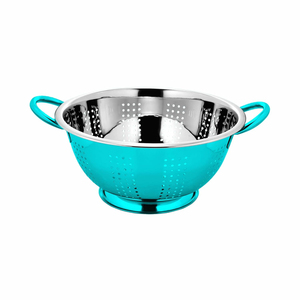 Colador vintage de acero inoxidable de grado alimenticio con mango largo, colador de cocina para escurrir pasta, enjuagar verduras y frutas - Product Image 2