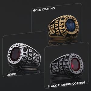 Bague d'École BOJ 009 Personnalisée en Argent et Diamant, Bague de Remise de Diplôme Universitaire Unisexe, Cadeau de Bague de Classe, Prix Bas, Vente Flash - Product Image 2