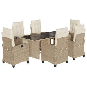 Conjunto de Comedor Grande para Jardín en Ratán Sintético Beige con Acero con Recubrimiento en Polvo, Muebles Elegantes para Comer al Aire Libre - Product Image 2