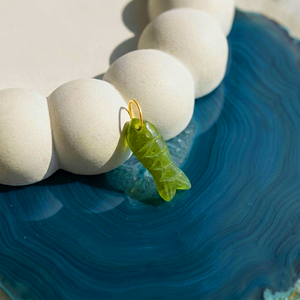 Peridot Fish Pendant Hand Carved Green Charm with Gold Loop Ocean Inspired Gemstone Pendant for Necklace Making - Product Image 1