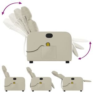 เก้าอี้นวดปรับเอนหนังเทียมสีครีม - Product Image 5