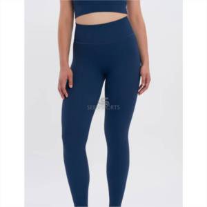 Legging de yoga sans couture pour femme, taille haute, manches courtes, effet délavé, dos en V, longueur cheville, élastique - Product Image 3