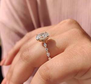 Anillo de Compromiso con Diamante Cultivado en Laboratorio, Oro Sólido de 10k/14k/18k, Anillo de Boda para Mujer, Corte Ovalado de 1 Quilate, Color E/F, VVS1-VVS2 VS1, Joyas Avira - Product Image 3