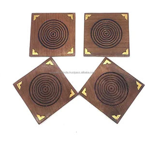 Ensemble de sous-verres classiques faits à la main (lot de 6) en forme de maison avec incrustation en laiton rustique, épaisseur de 5 mm pour la décoration de la maison et de la cuisine - Product Image 4
