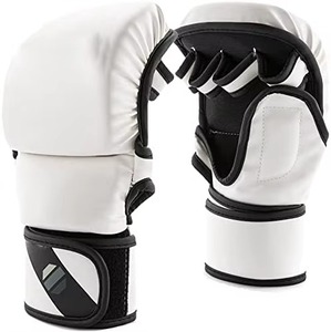 Guantes de MMA Negros Premium de Cuero PU, Guantes de Grappling Profesionales para Artes Marciales, Sparring, Entrenamiento de Boxeo con Palma Abierta - Product Image 6