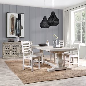 Caleb 94\" Distressed Ivory <b>Dining</b> <b>Table</b> - Product Image 6