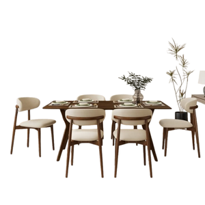Juego de Comedor de Madera para 6/8 Personas, Muebles de Jardín Modernos para Exteriores, Mesa y Sillas, Colores de Materiales/Cojines Personalizables - Product Image 1