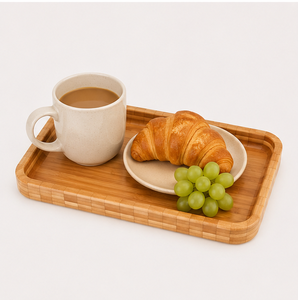 Wholesale Eco-Friendly Rectangular <b>Bamboo</b> Serving Tray Natural Solid Wood Modern Floral Design Wedding Decorative Platter - Product Image 2
