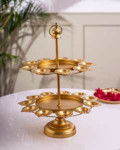 Metal Circular <b>Candelabra</b> With Diya Holders For Religious Activities And Festive Decorations - Product Image 4