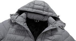 Veste matelassée unie pour homme, coupe-vent et imperméable, à capuche, zippée, idéale pour les activités de plein air et le quotidien - Product Image 3