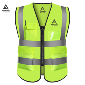 Chaleco de Seguridad de Alta Visibilidad Aifran con Logotipo Personalizado, Chaleco de Trabajo Reflectante de Malla Transpirable para Hombre - Product Image 1