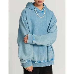 เสื้อฮู้ดดี้ทรงโอเวอร์ไซส์สไตล์สตรีทแฟชั่น ล้างสีแบบแอซิดวอช ขายตรงจากโรงงาน สำหรับผู้ชาย - Product Image 1
