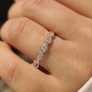 Bague de mariage géométrique en argent sterling 925, minimaliste, unisexe, bijoux fins - Product Image 2