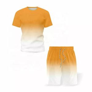 Conjunto de chándal de manga corta para hombre, ropa deportiva informal con gradiente, sudadera de verano - Product Image 1