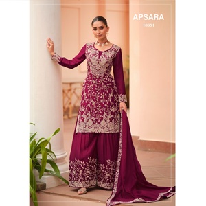 Premium Chinon <b>Suit</b> Palazzo with Dupatta Set for <b>Women</b> Traditional kurta Set For Special Occasion & Wedding Bulk India Export - Product Image 1