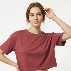 เสื้อยืดครอปผู้หญิง ผ้าฝ้ายรักษ์โลก 95% ผสมสแปนเด็กซ์ 5% พิมพ์โลโก้ตามสั่ง ทรงเข้ารูป สไตล์สตรีทแวร์ สำหรับผู้หญิงและเด็กทารก - Product Image 1