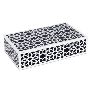 Boîte à bijoux en os incrusté, fabriquée à la main, écologique, au style classique pour une décoration royale - Product Image 1