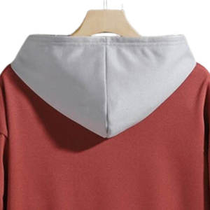 <b>Men's</b> Oversized Hooded <b>Sweatshirt</b> Solid Color French Terry Casual Autumn Wear <b>Red</b> with Gray Lining latest 2026 - Product Image 6