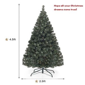 Albero di Natale Artificiale Pre-Illuminato in PVC da 4,5 Piedi con Design Elegante a Cerniera per Esposizione Festiva - Product Image 4