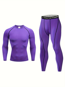 High Quality Custom Made Breathable Lightweight Men's Compression Running <b>Sets</b> 100% Cotton Solid Pattern Winter Workout - Product Image 6
