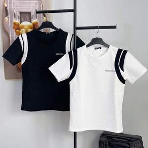 Camiseta Formal de Hombre con Cuello Redondo, Tejido de Espuma Teñido con Hilo, Secado Rápido, Transpirable, 160gsm, Mangas con Contraste de Color - Product Image 3