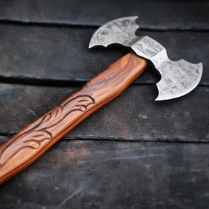 Hacha de doble cabeza de acero de Damasco, herramienta utilitaria tradicional para exteriores con diseño de doble cabeza - Product Image 2