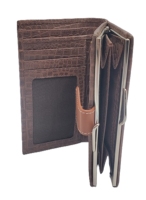 Dompet Clutch Kulit Pola Buaya Wanita WRIZA Dengan Penutup Kancing Elegan Untuk Penggunaan Sehari-hari Warna Coklat