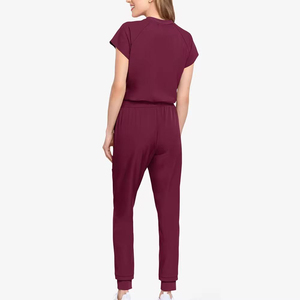Costom Hospital Doctor Surgical Women Zip Neck Short Sleeve Top Double Layer Pocket Nurse Uniforms <b>Scrub</b> <b>Sets</b> - Product Image 2