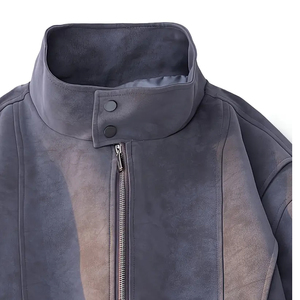ARTIST INDUSTRY Wholesale <b>Men's</b> Vintage <b>Suede</b> <b>Jacket</b> High Neck Zip Up Casual Coat Regular Fit Streetwear Washed Bomber <b>Jackets</b> - Product Image 3