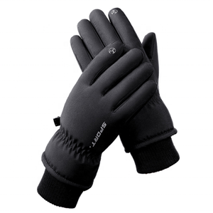 Guantes de esquí con dedos completos, negros, de poliéster, con aislamiento térmico, cierre de gancho y bucle, unisex, para actividades al aire libre en invierno - Product Image 4