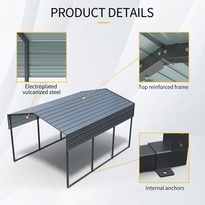 Heavy Duty 10 X 15 FT Galvanized Steel Carport Outdoor <b>Large</b> Metal Garage with Canopy Roof <b>Frame</b> for Cars & Vehicles - Product Image 5