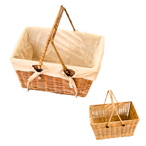 Eco-Friendly <b>Wicker</b> RATTAN <b>Storage</b> <b>Basket</b> Metal Frame Reinforced, <b>Storage</b> <b>Basket</b> with Metal Frame and Cotton Liner Rectangular - Product Image 1