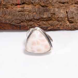 Bague en pierre précieuse Larimar Trillion, argent sterling 925, style vintage, bijoux faits à la main, cadeau pour femme - Product Image 1