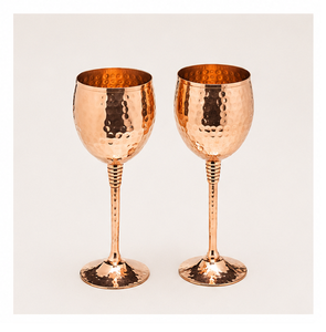 Handmade Hammered Pure Copper <b>Wine</b> <b>Goblet</b> Set Of 2 Luxury Metal Cocktail Glass With Brass Stem For Home Bar Hotel And Weddings - Product Image 3